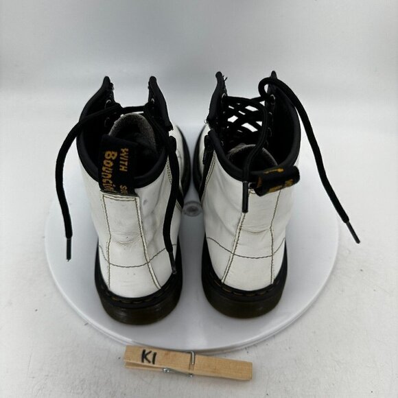 Dr Martens 1460 J Women US 5 White Leather Side Zip Classic 8 Eye Combat Boot - Picture 12 of 14